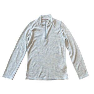 SMARTWOOL Classic Thermal Merino Base Layer Kids XL Blue 1/4 Zip Shirt Top Girls